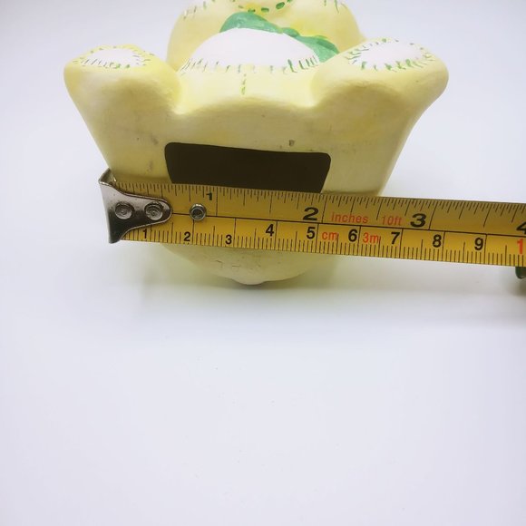 Decorative Ceramic Free Standing Rabbit Yellow Green White Design Green Bow - Picture 11 of 12